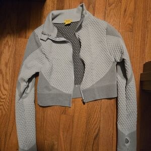 Daisy Light Gray Textured Bomber Jacket